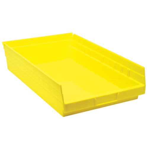 Shelf Bins, 11-1/8" W x 4" H x 17-7/8" D, Yellow, 40 lbs. Capacity Action Paper