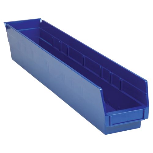 Bacs de rangement pour tablettes, 4-1/8" la x 4" H x 23-5/8" p, Bleu, Capacit&eacute; 50 lb Action Paper