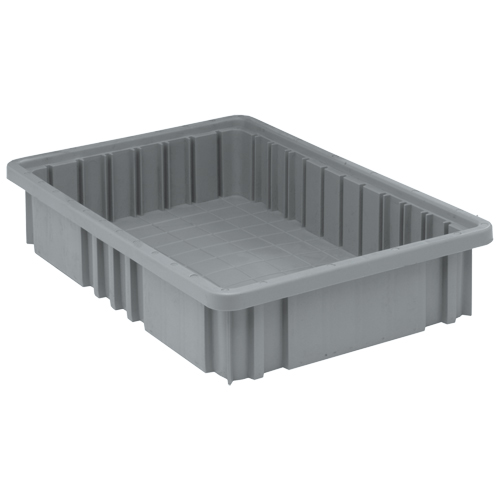 Divider Box&reg; Containers, Plastic, 16.5" W x 10.9" D x 3.5" H, Grey Action Paper