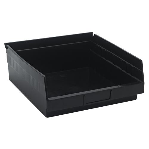 Economy Shelf Bin, 11-1/8" W x 4" H x 11-5/8" D, Black Action Paper