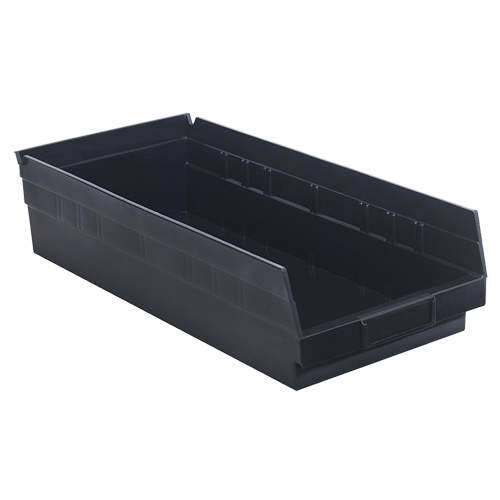 Economy Shelf Bin, 8-3/8" W x 4" H x 17-7/8" D, Black Action Paper