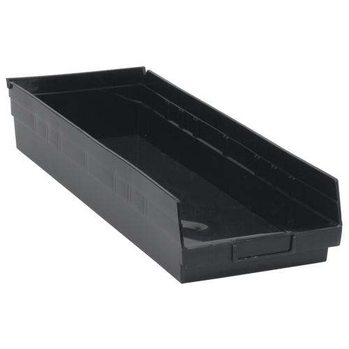 Economy Shelf Bin, 8-3/8" W x 4" H x 23-5/8" D, Black, 60 lbs. Capacity Action Paper