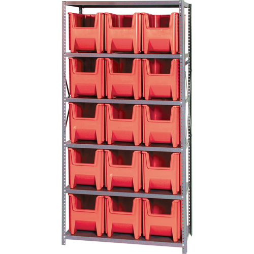 Shelving Unit, Steel, Boltless, 800 lbs. Capacity, 36" W x 75" H x 18" D Action Paper