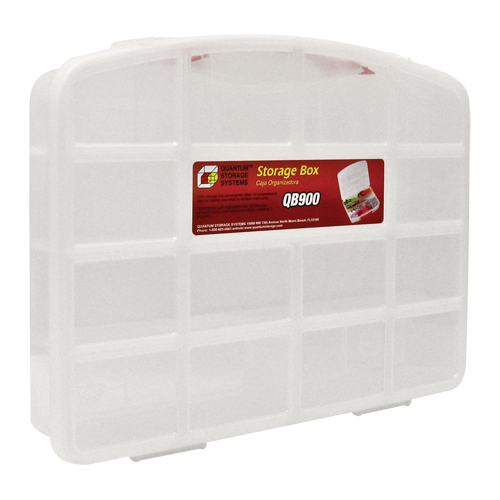 Clear Compartment Storage Box, 13" W x 10-1/4" D x 2-3/8" H, 10 Compartments Action Paper
