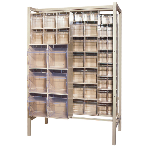 Free-Standing Tip-Out Bins Slider System, 51-1/4" W x 26" D x 77" H, 101 Drawers Action Paper