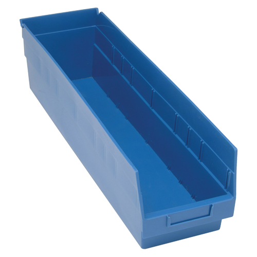 Bacs en plastique pour &eacute;tag&egrave;res Store More, 6-5/8" la x 6" H x 23-5/8" p, Bleu, Capacit&eacute; 90 lb Action Paper