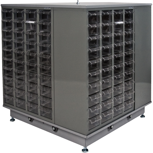KPC-600 Parts Cabinet, Galvanized Steel, 40 Drawers, 18-3/10" x 8-7/10" x 25-3/10", Grey Action Paper