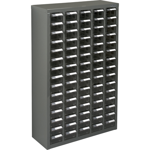 KPC-600 Parts Cabinet, Galvanized Steel, 75 Drawers, 23-1/10" x 8-7/10" x 36-9/10", Grey Action Paper