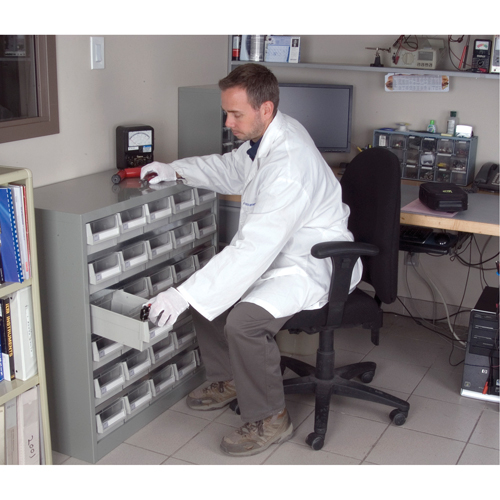 Casier robuste pour pi&egrave;ces KPC-HD, Acier galvanis&eacute;, 30 tiroirs, 34-3/5" x 15-7/10" x 34-3/5", Gris Action Paper