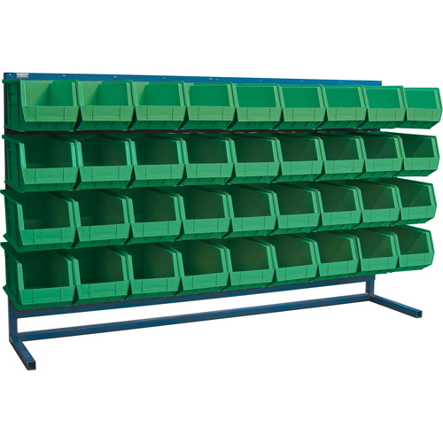 Louvered Rack with Bins, 36 Bins, 72" W x 15" D x 40" H Action Paper