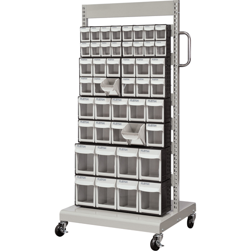 Mobile Tilt Bin Rack, Single-sided, 46 bins, 26-1/4" W x 22" D x 57-1/2" H Action Paper