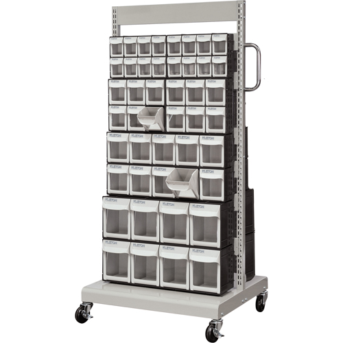 Mobile Tilt Bin Rack, Double-sided, 92 bins, 26-1/4" W x 22" D x 57-1/2" H Action Paper