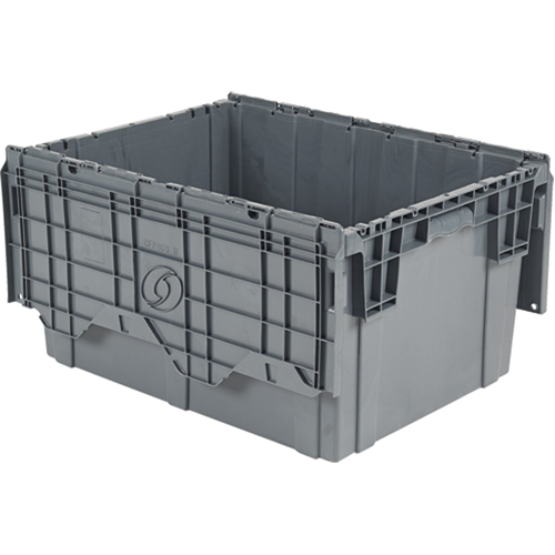 Flipak&reg; Polyethylene Plastic (PE) Distribution Containers, 39" x 14" x 13", Grey Action Paper