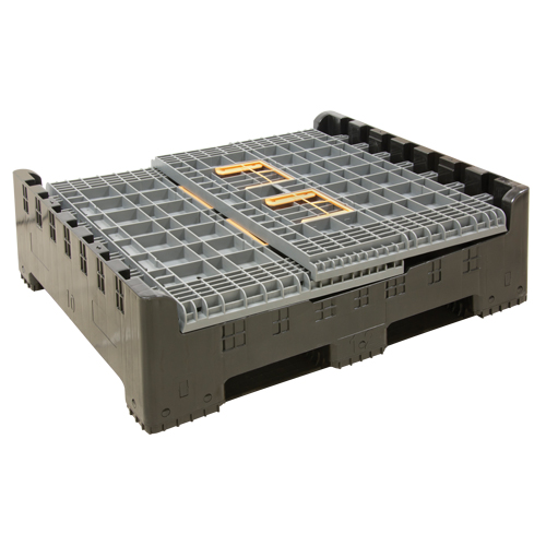 Collapsible Bulk Container, 47.2" L x 39.4" W x 39.4" H, Grey Action Paper