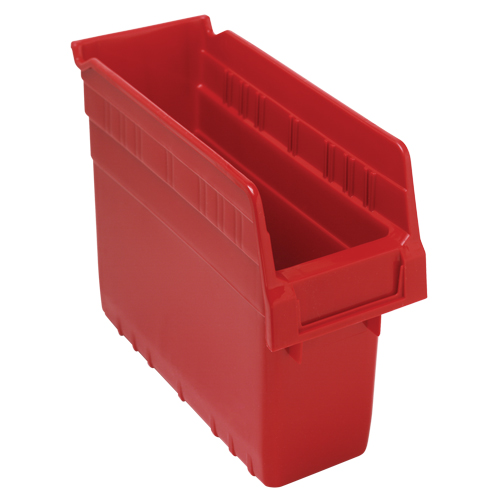 Store-Max Shelf Bins, 4-3/8" W x 8" H x 11-5/8" D, Red, 44 lbs. Capacity Action Paper