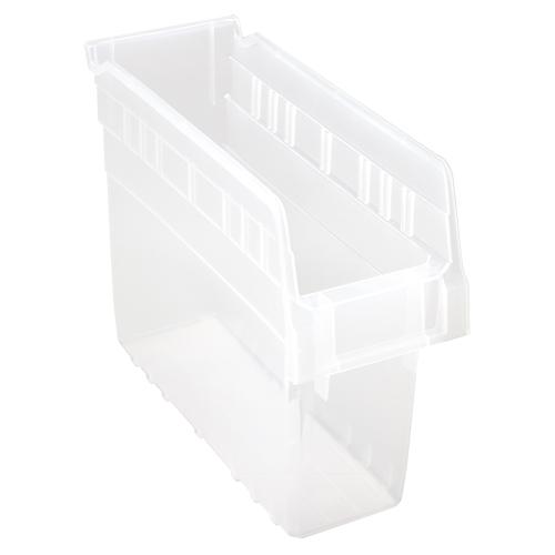 Store-Max Shelf Bins, 4-3/8" W x 8" H x 11-5/8" D, Clear, 44 lbs. Capacity Action Paper