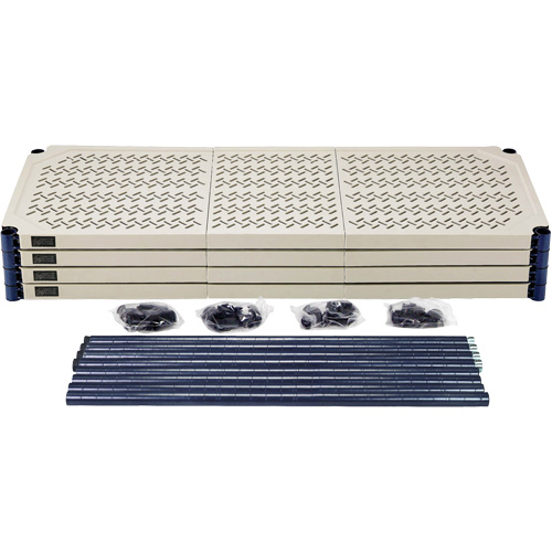 &eacute;tag&egrave;re en fils m&eacute;talliques avec tablettes en plastique, Cadre en fils m&eacute;talliques avec tablettes en plastique, Sans boulons, Capacit&eacute; 600 lb, 48" la x 72" h x 18" p Action Paper