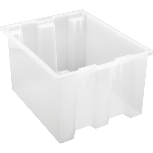 Heavy-Duty Stack & Nest Tote, 10" x 15.5" x 19.5", Clear Action Paper