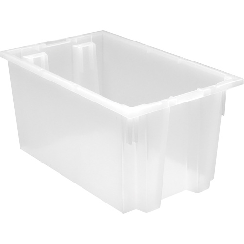 Heavy-Duty Stack & Nest Tote, 12" x 19.5" x 23.5", Clear Action Paper