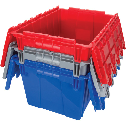 Flip Top Plastic Distribution Container, 21.65" x 15.5" x 12.5", Grey Action Paper