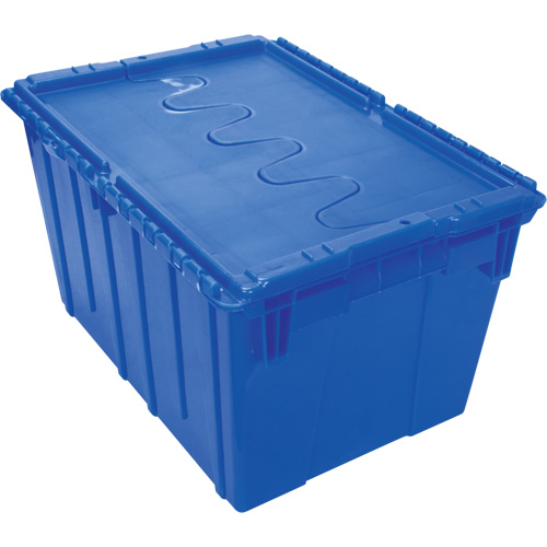 Flip Top Plastic Distribution Container, 21.65" x 15.5" x 12.5", Blue Action Paper