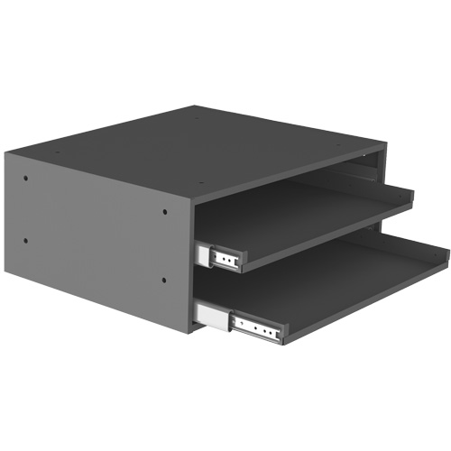 Large Slide Rack for Compartment Box Cabinets, Steel, 2 Slots, 20" W x 15-15/16" D x 8-3/16" H, Grey Action Paper
