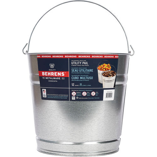 Pail, Galvanized Steel, 11 L Action Paper