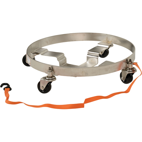 Chariots &agrave; &eacute;tages multiples pour baril, Acier inoxydable, Capacit&eacute;e 900 lb, Diam&egrave;tre 23-1/2", Roue en Caoutchouc Action Paper