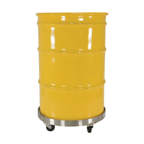 Drum Dollies, Stainless Steel, 800 lbs. Capacity, 23-1/4" Diameter, Rubber Casters Action Paper