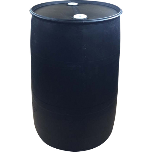 Polyethylene Drums, 55 US gal (45 imp. gal.), Closed Top, Black Action Paper