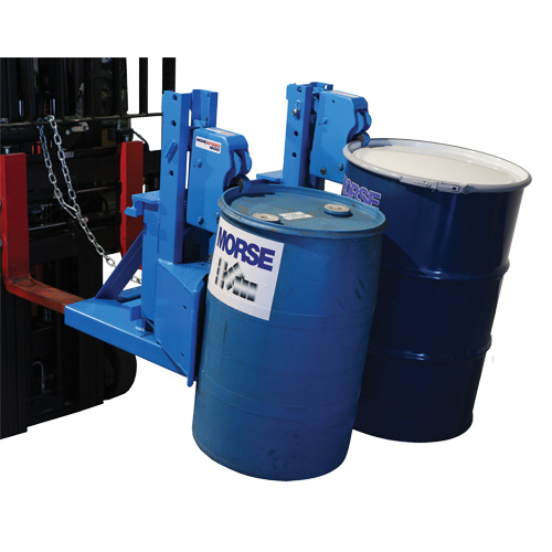 Manipulateur de barils MORSPEED 1500 pour chariot &eacute;l&eacute;vateur, Pour 55 gal. US (45 gal. imp.) Action Paper