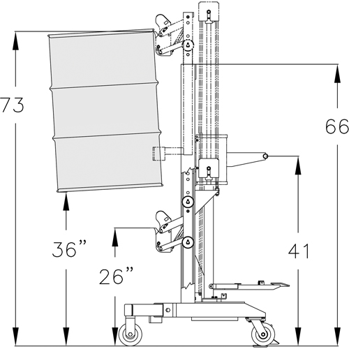 Ergonomic Drum Handler High Reach - DM-1100-HR, 30 - 85 US Gal. (25 - 70 Imperial Gal.) Action Paper