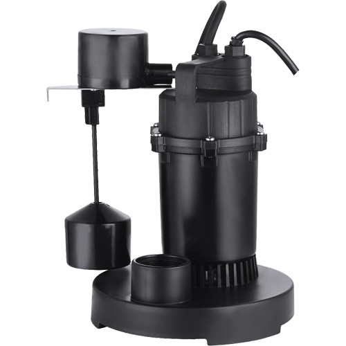 Thermoplastic Submersible Sump Pump, 2560 GPH, 115 V, 4.6 A, 1/3 HP Action Paper