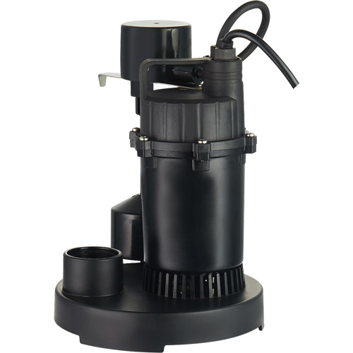 Thermoplastic Submersible Sump Pump, 2560 GPH, 115 V, 4.6 A, 1/3 HP Action Paper