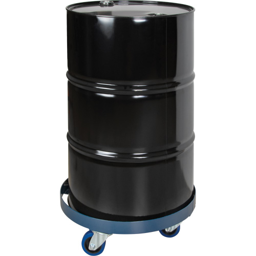 Drum Dolly, Steel, 1400 lbs. Capacity, 24" Diameter, Blue Elastic Casters Action Paper