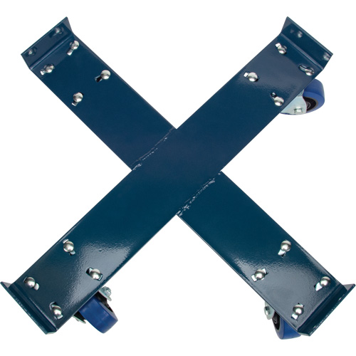 Drum Dolly, Steel, 1400 lbs. Capacity, 24" Diameter, Blue Elastic Casters Action Paper