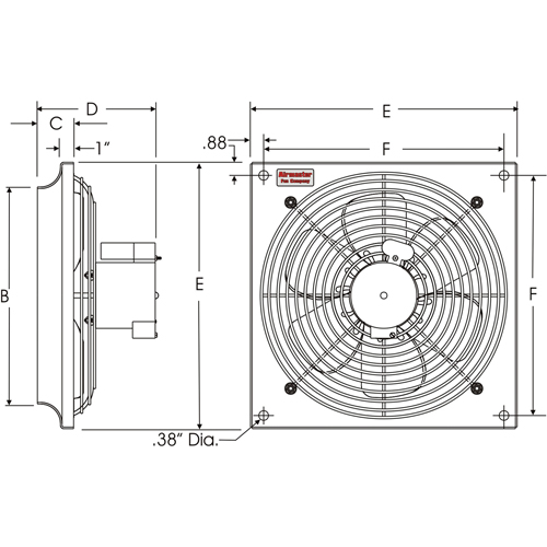 All Purpose Wall Fans, Commercial, 12" Dia., 2 Speeds Action Paper