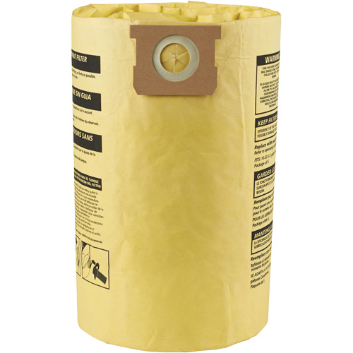 Sacs filtrants pour d&eacute;bris secs jetables &agrave; haute efficacit&eacute; de type J, 15 - 22 gal US Action Paper