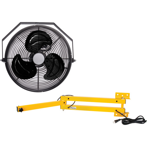 Industrial Workstation Fan Kit with Double Locking Arm, Industrial, 3 Speed, 12" Diameter Action Paper