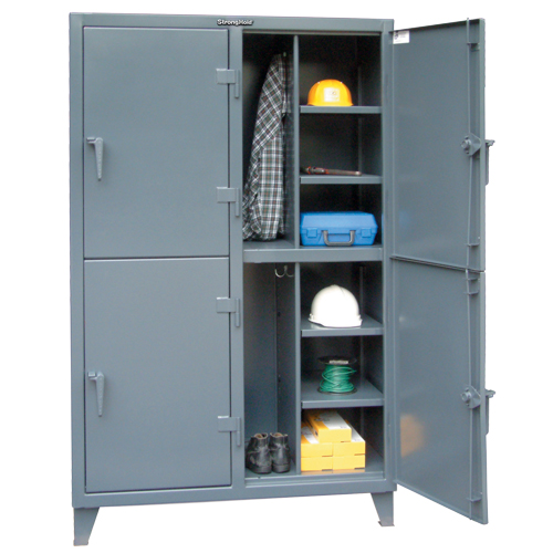 Heavy-Duty Locker, Steel, 8 Shelves, 72" H x 50" W x 24" D, Grey Action Paper