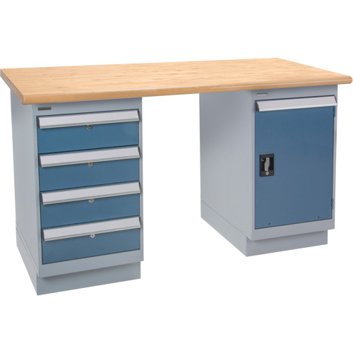 Heavy-Duty Workbench, Door & Drawers, 1500 lbs. Cap., 60" W x 36" D, 34" H Action Paper