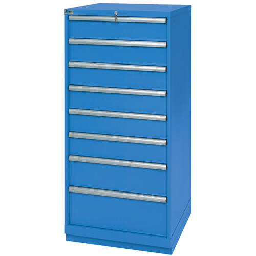 Armoires de rangement avec tiroirs, 8 tiroirs, 28-1/4" la x 28-1/2" p x 59-1/2" h, Bleu brillant Action Paper