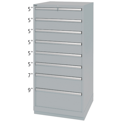 Drawer Cabinets, 8 Drawers, 28-1/4" W x 28-1/2" D x 59-1/2" H, Grey Action Paper