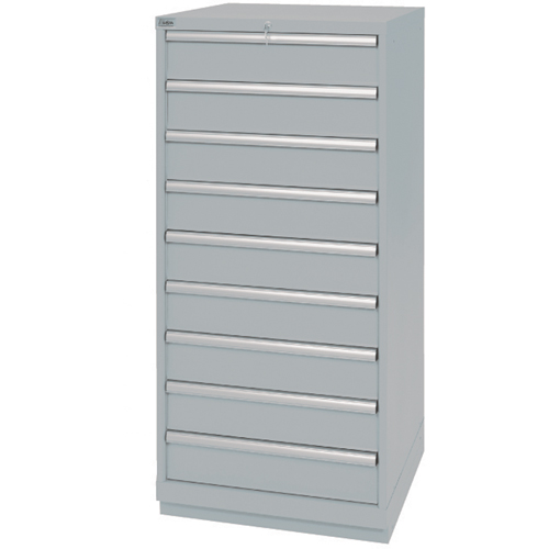 Drawer Cabinets, 9 Drawers, 28-1/4" W x 28-1/2" D x 59-1/2" H, Grey Action Paper
