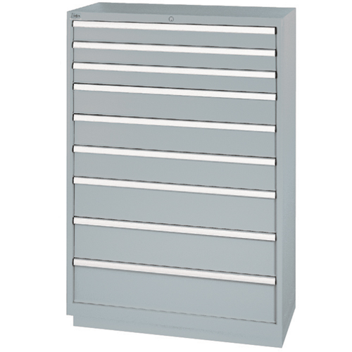 Drawer Cabinets, 9 Drawers, 40-1/4" W x 22-1/2" D x 59-1/2" H, Grey Action Paper