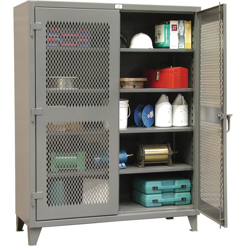 Heavy-Duty Ventilated Storage Cabinets, 4 Shelves, 72" H x 48" W x 24" D, Steel, Grey Action Paper