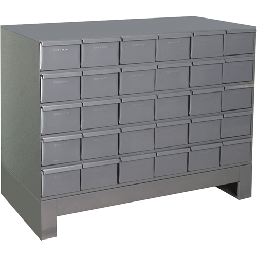 Industrial Drawer Cabinets With Base, 30 Drawers, 34-1/8" W x 12-1/4" D x 26-7/8" H, Grey Action Paper