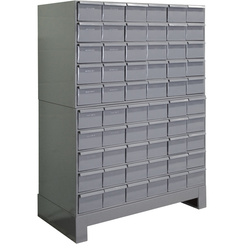 Industrial Drawer Cabinets With Base, 60 Drawers, 34-1/8" W x 12-1/4" D x 48-1/8" H, Grey Action Paper
