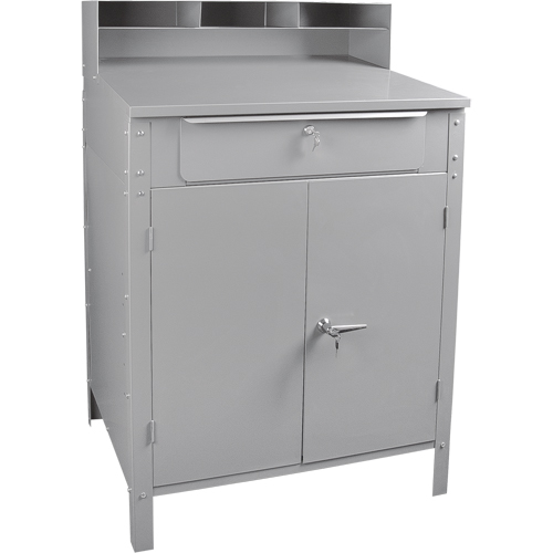 Pupitre d'atelier de style armoire, 34-1/2" la x 30" p x 53" h, Gris Action Paper