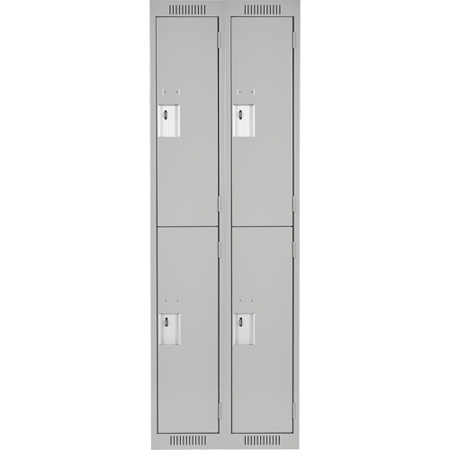 Clean Line Lockers, 2 -tier, Bank of 2, 24" x 18" x 72", Steel, Grey, Rivet (Assembled) Action Paper